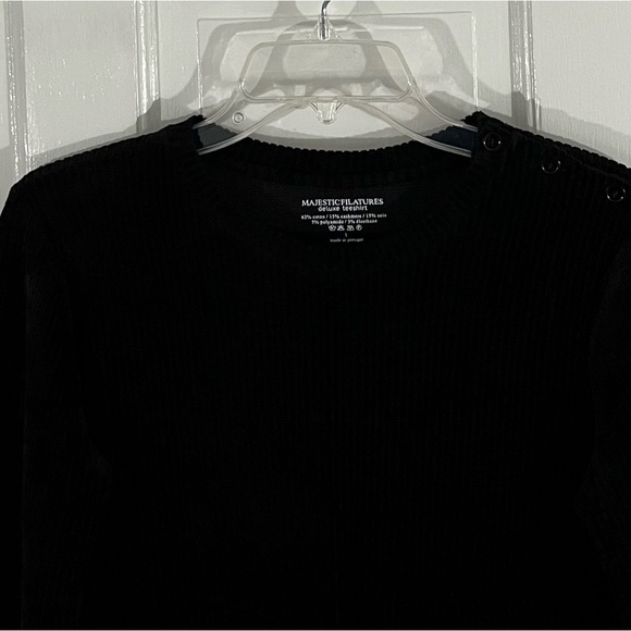 Majestic Filatures Ribbed Cashmere-Blend Long Sleeve Deluxe Tee Shirt Womens XS - Picture 2 of 14